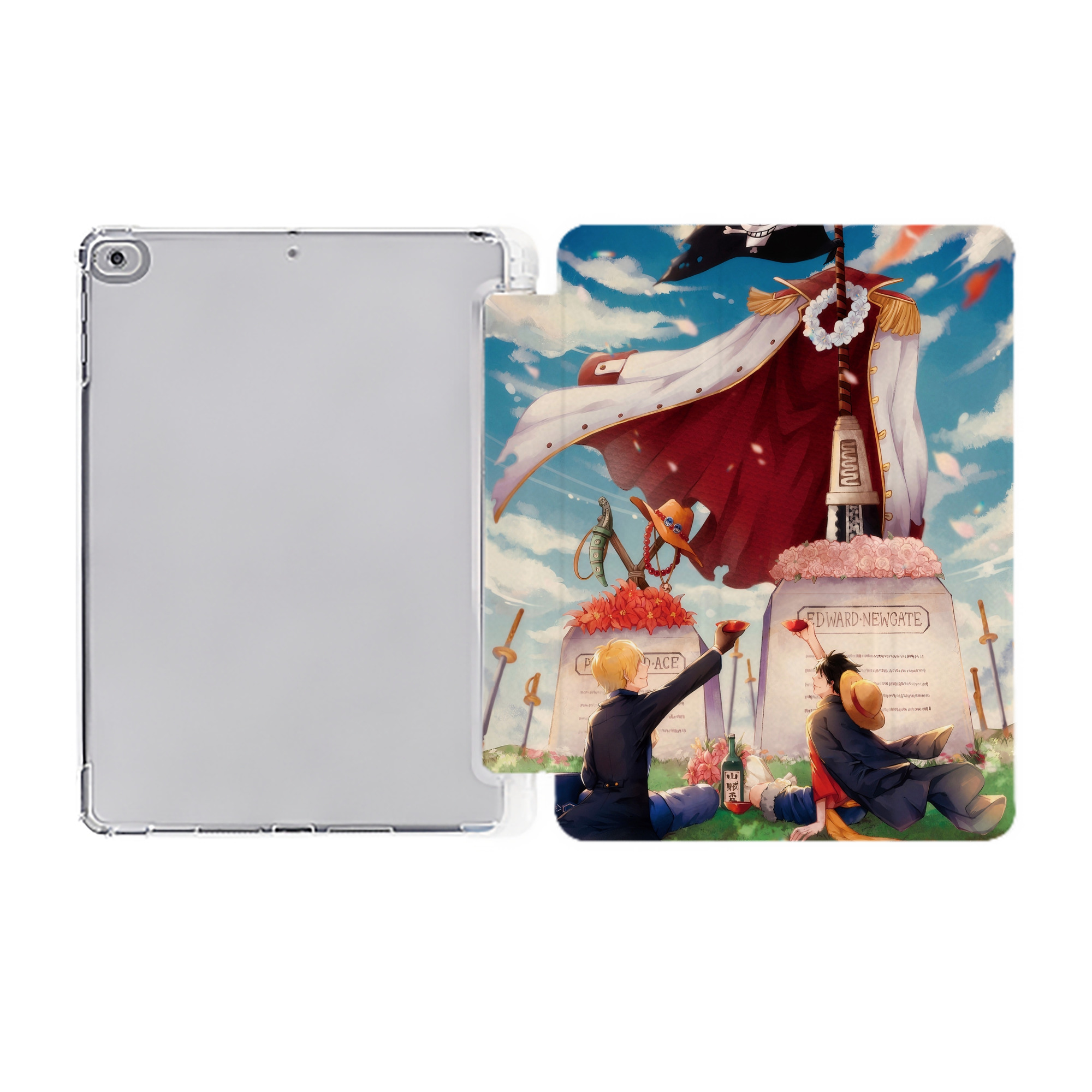 ワンピース ONE PIECE IPad ケース ペン収納付き 三つ折りスタンド PUレザー×シリコン 対応機種9.5/10.5/10.9インチ